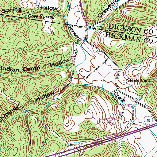 Topographic Map of Chimney Hollow, TN