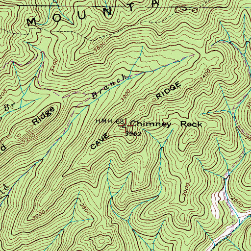 Topographic Map of Chimney Rock, TN