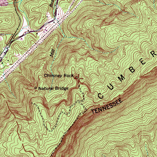 Topographic Map of Chimney Rock, TN