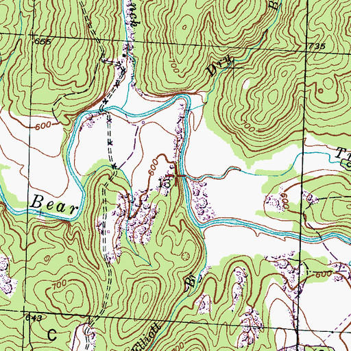 Topographic Map of Trace Branch, AL