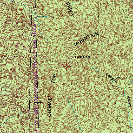 Topographic Map of Chimney Top Mountain, TN