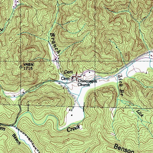Topographic Map of Chinquapin Church, TN