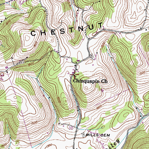 Topographic Map of Chinquapin Church, TN