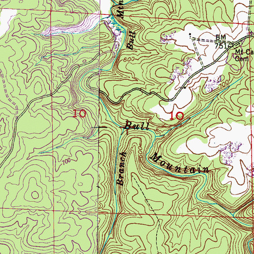 Topographic Map of Trace Branch, AL