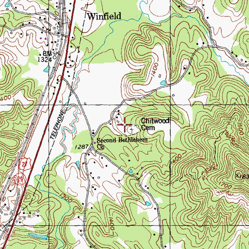 Topographic Map of Chitwood Cemetery, TN