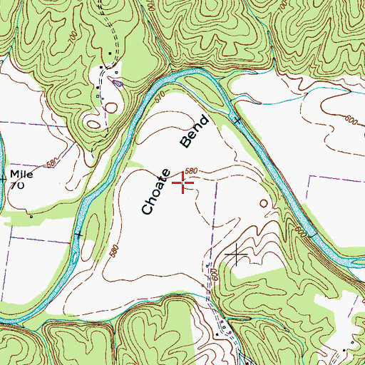 Topographic Map of Choate Bend, TN