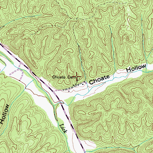 Topographic Map of Choate Cemetery, TN