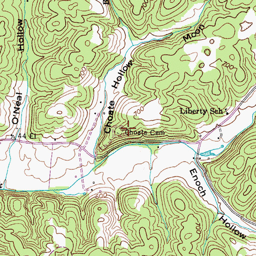 Topographic Map of Choate Cemetery, TN