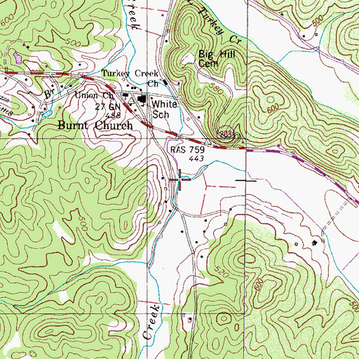 Topographic Map of Choate Creek, TN