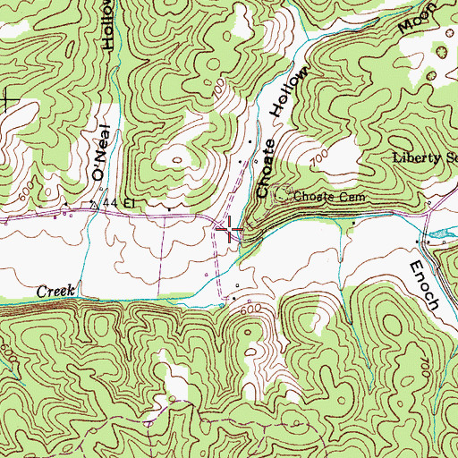 Topographic Map of Choate Hollow, TN