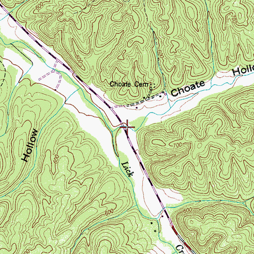 Topographic Map of Choate Hollow, TN