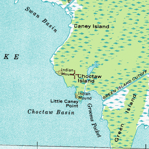 Topographic Map of Choctaw Island, TN