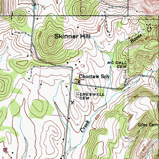 Topographic Map of Choctaw School, TN