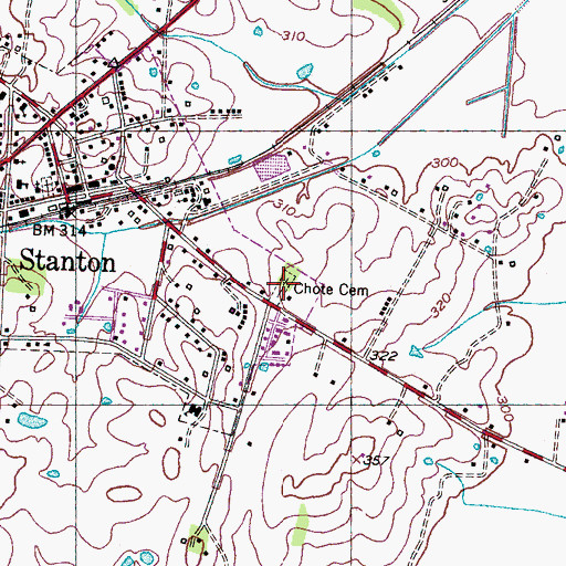 Topographic Map of Chote Cemetery, TN