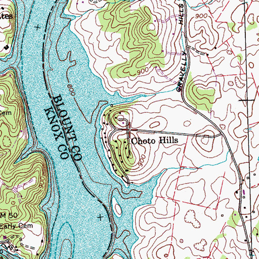 Topographic Map of Choto Hills, TN