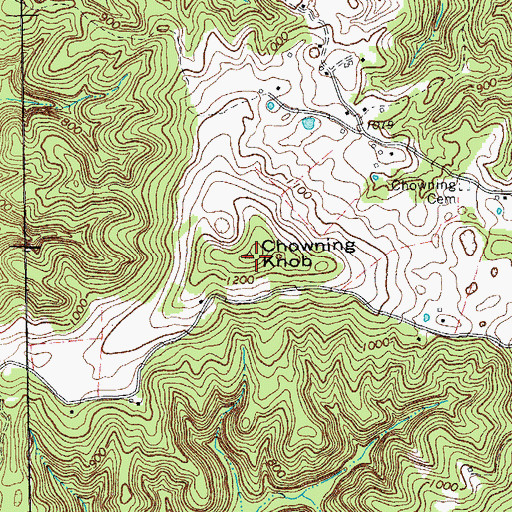 Topographic Map of Chowning Knob, TN