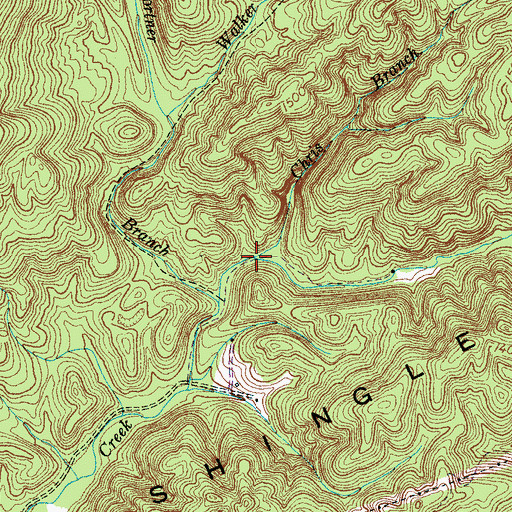 Topographic Map of Chris Branch, TN