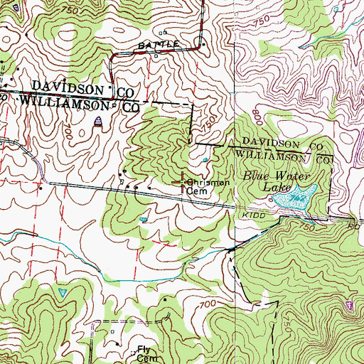 Topographic Map of Chrisman Cemetery, TN