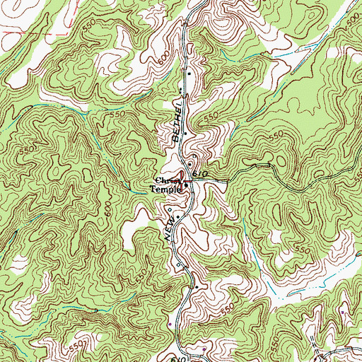 Topographic Map of Christ Temple, TN