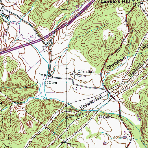 Topographic Map of Christian Cemetery, TN