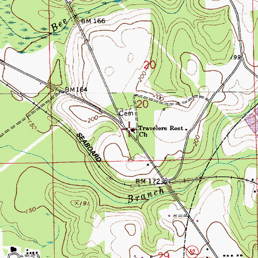 Topographic Map of Travelers Rest Church, AL