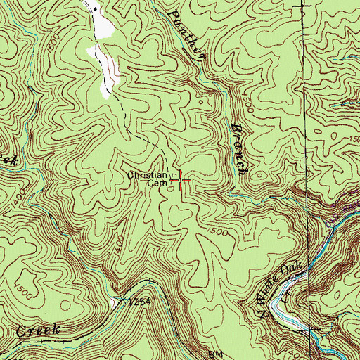 Topographic Map of Christian Cemetery, TN