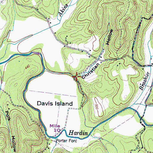 Topographic Map of Christian Hollow, TN