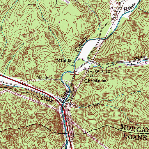 Topographic Map of Christmas, TN