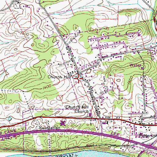 Topographic Map of Church Hill Church, TN