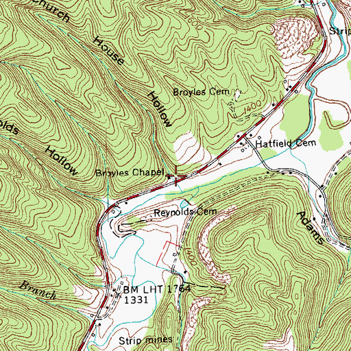 Topographic Map of Church House Hollow, TN