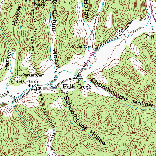 Topographic Map of Churchhouse Hollow, TN