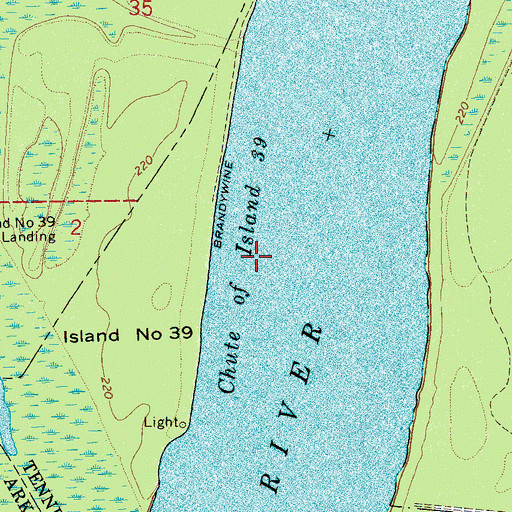 Topographic Map of Chute of Island Thirty-nine, TN