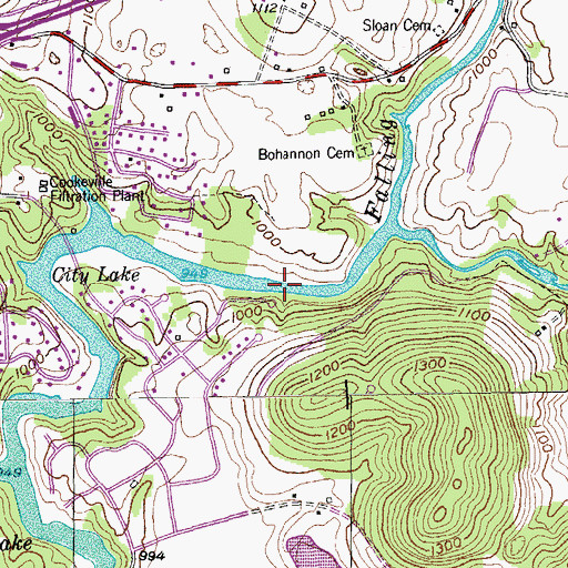 Topographic Map of City Lake, TN