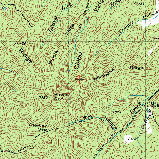 Topographic Map of Clabo Ridge, TN