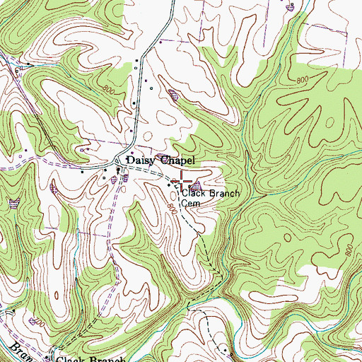 Topographic Map of Clack Branch Cemetery, TN