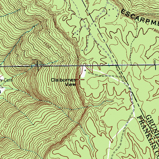 Topographic Map of Claibornes View, TN