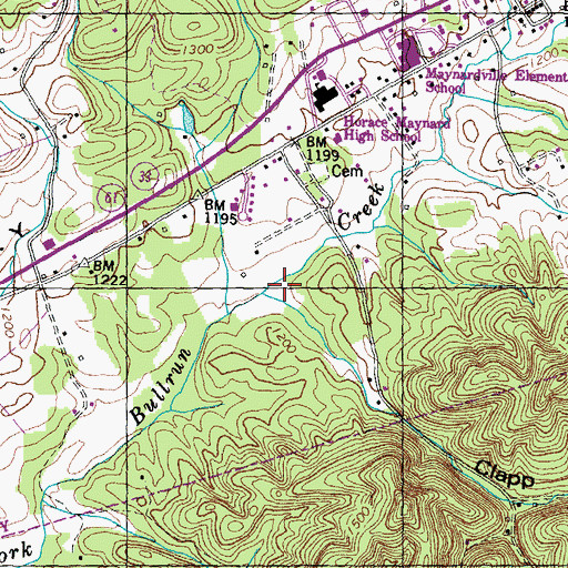 Topographic Map of Clapp Hollow, TN