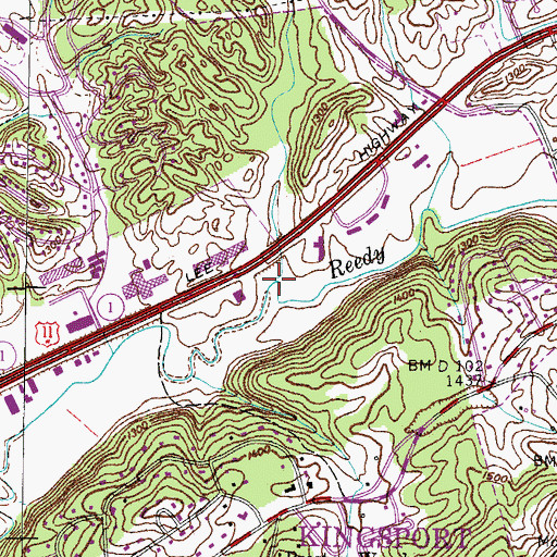 Topographic Map of Clark Branch, TN
