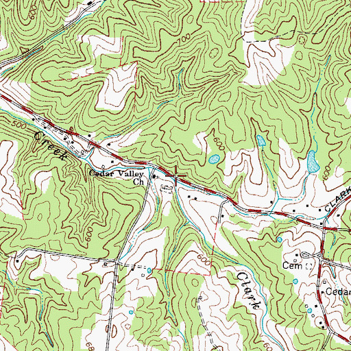 Topographic Map of Clark Branch, TN