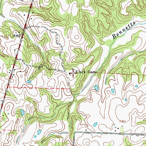Topographic Map of Clark Cemetery, TN