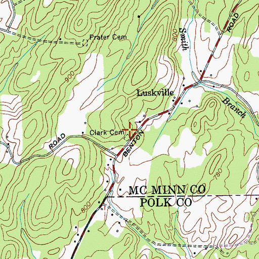 Topographic Map of Clark Cemetery, TN