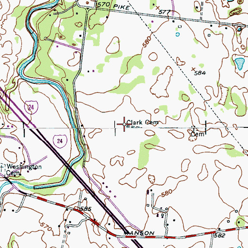 Topographic Map of Clark Cemetery, TN