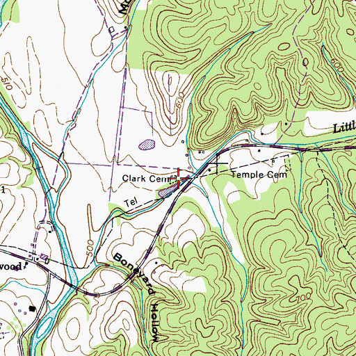 Topographic Map of Clark Cemetery, TN