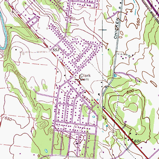 Topographic Map of Clark Cemetery, TN