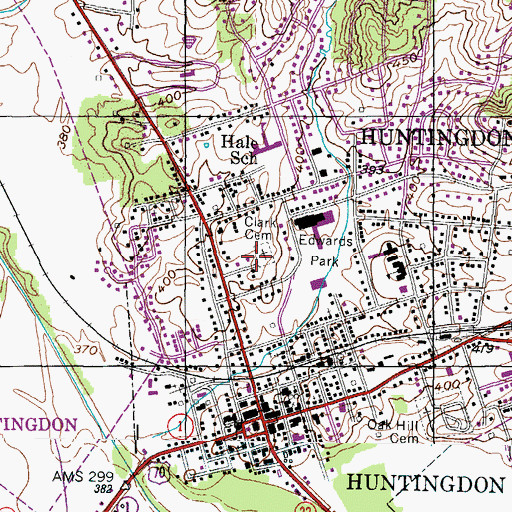 Topographic Map of Clark Cemetery, TN