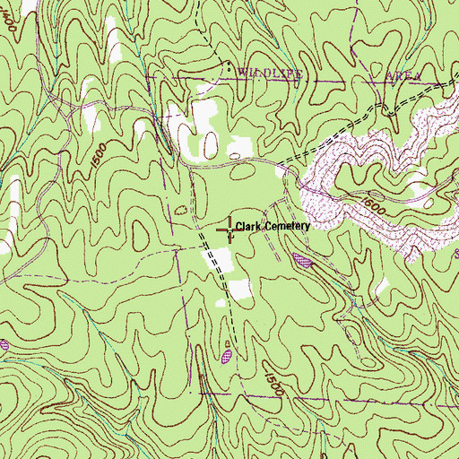 Topographic Map of Clark Cemetery, TN