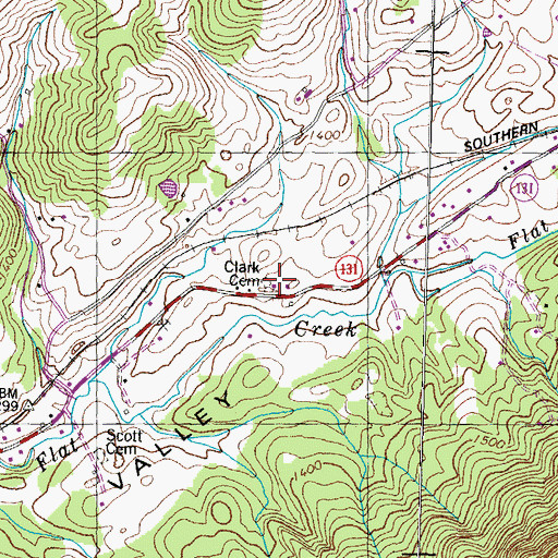 Topographic Map of Clark Cemetery, TN