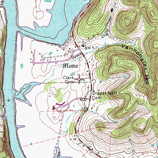 Topographic Map of Clark Cemetery, TN