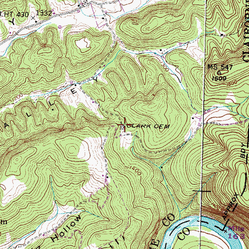 Topographic Map of Clark Cemetery, TN
