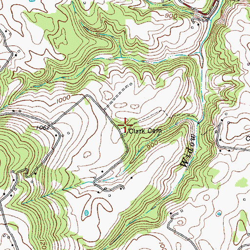 Topographic Map of Clark Cemetery, TN